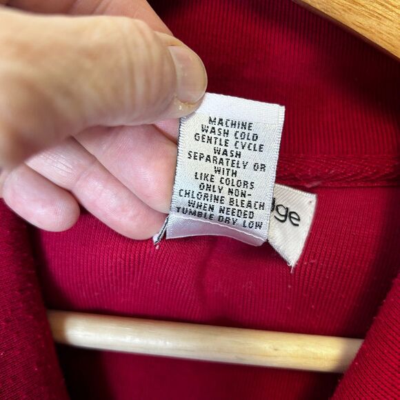 Vintage Breckenridge Deep Red Winter Cabin Scene Shawl Collar LS Sweatshirt XL - Picture 11 of 13